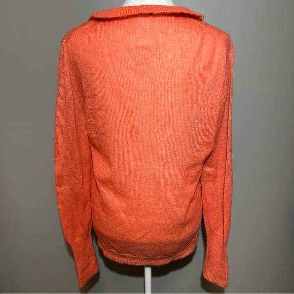 J.Crew Womens Mohair Wool Blend Cardigan Coral Ruffle Size Large Work Casual - Picture 5 of 10